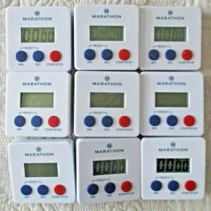 Lot OF 9 Marathon 100 Minute Digital Timer Magnetic Clip Stands White